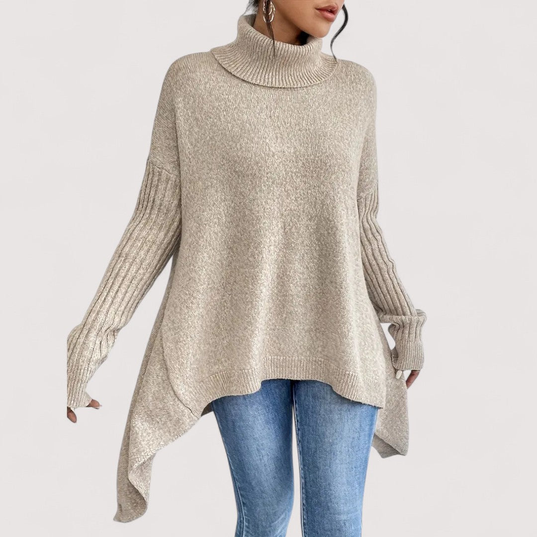 Patricia – Sweater Largo y Elegante con Cuello Alto