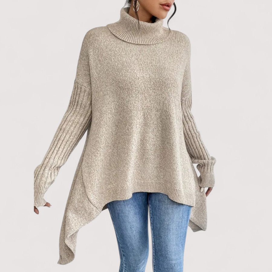 Patricia – Sweater Largo y Elegante con Cuello Alto