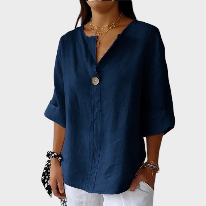 Zamma | Blusa de lino con cuello en V