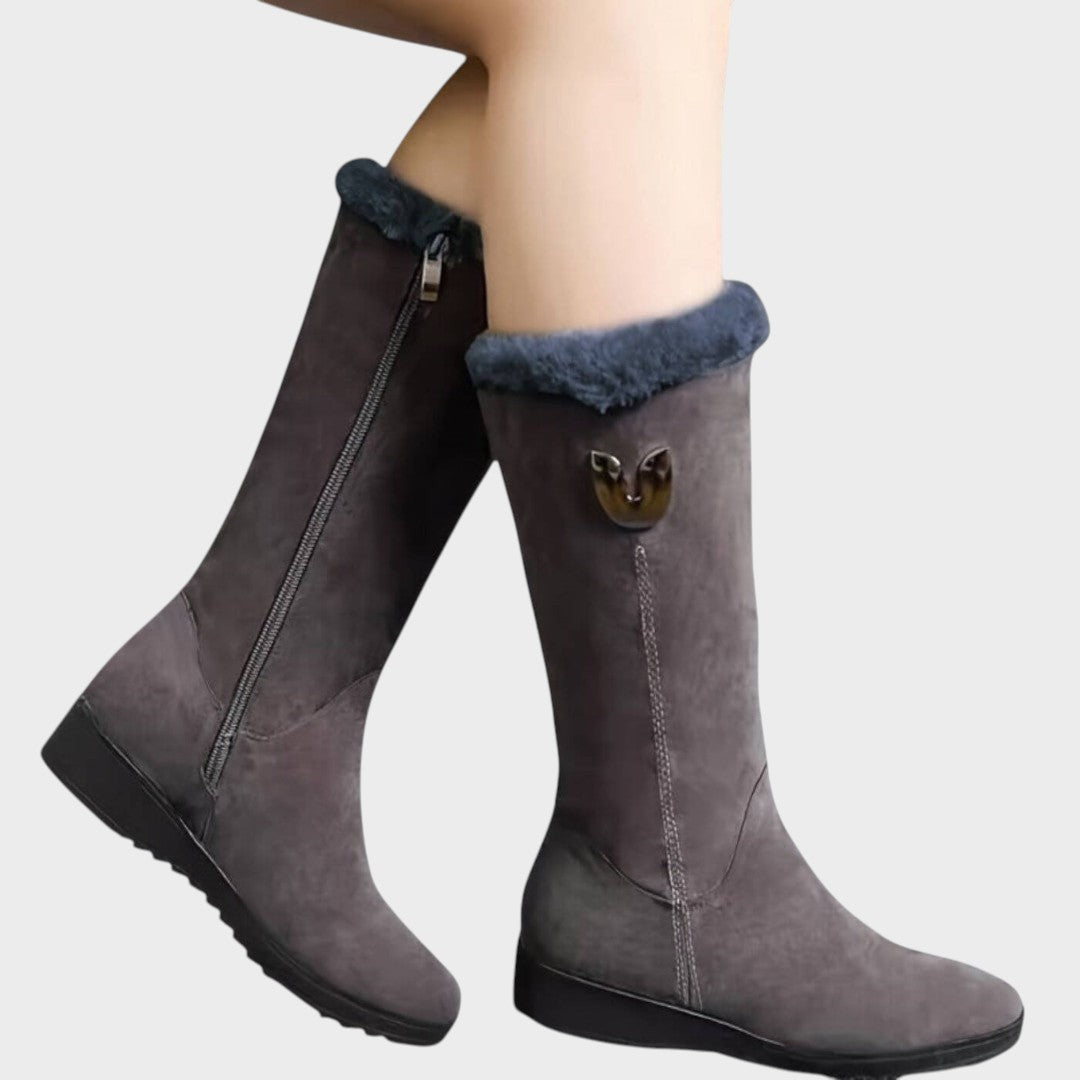 Emilia | Botas Altas de Ante con Forro Cálido