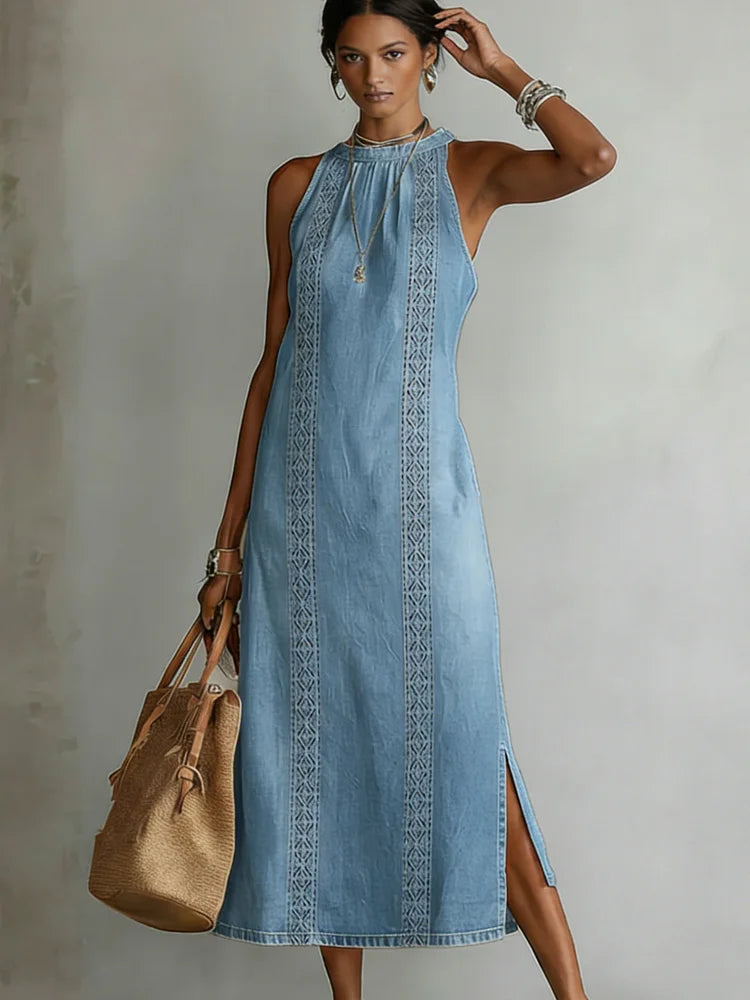Julia | Vestido de denim retro con encaje