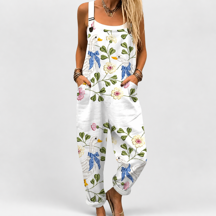Peto Blanco con Hojas y Mariposas Azules