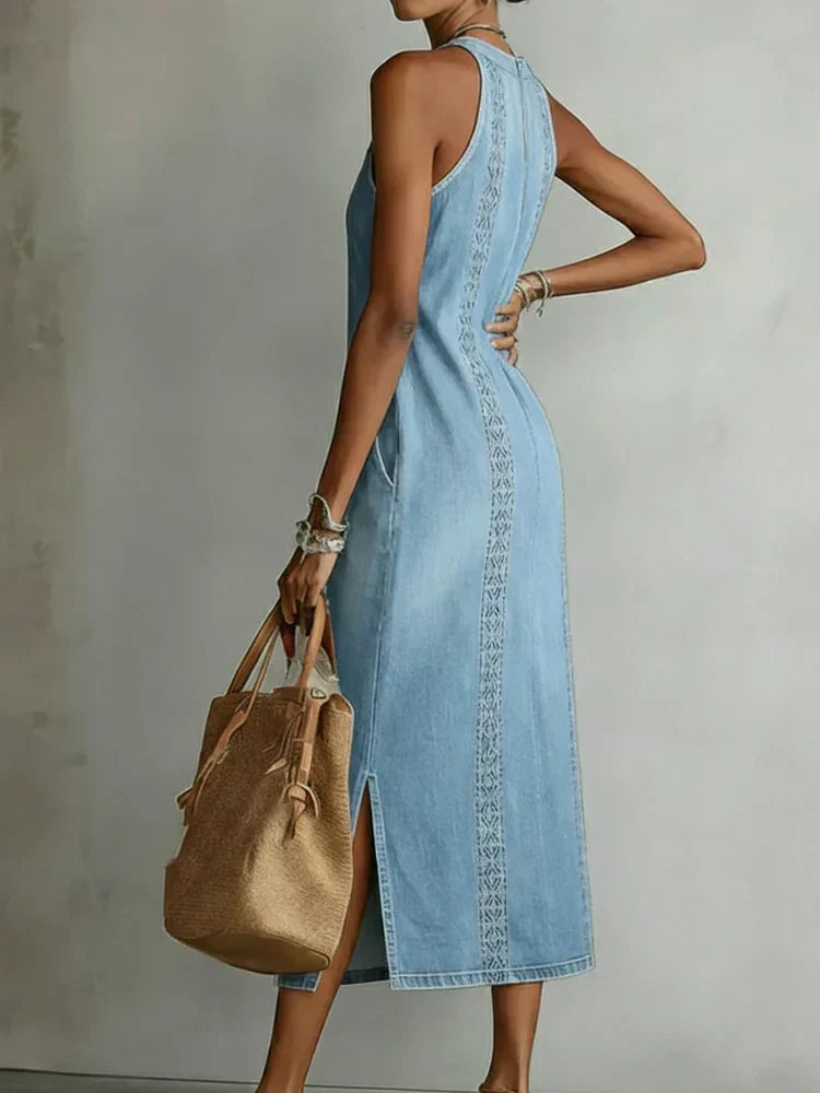 Julia | Vestido de denim retro con encaje