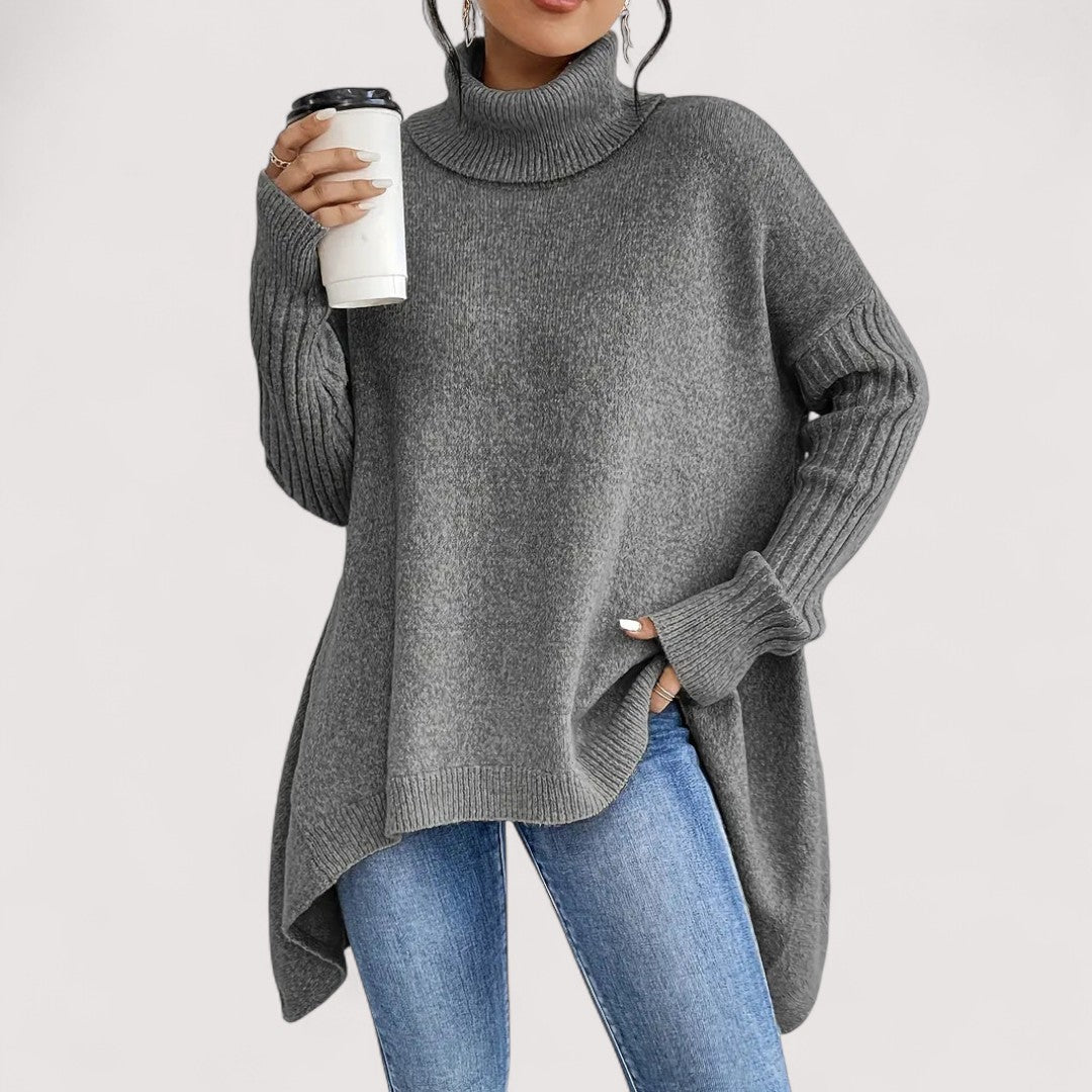 Patricia – Sweater Largo y Elegante con Cuello Alto