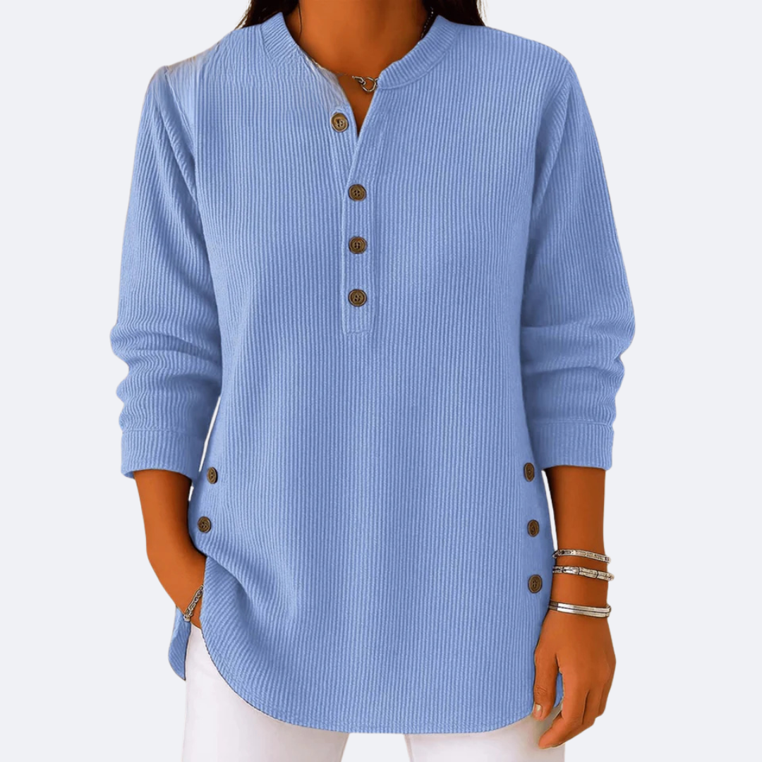 ELENA - Sweater Suave con Botones Laterales
