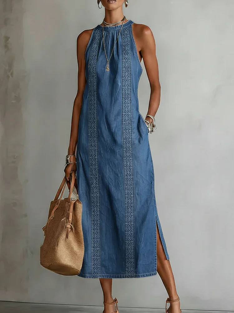 Julia | Vestido de denim retro con encaje