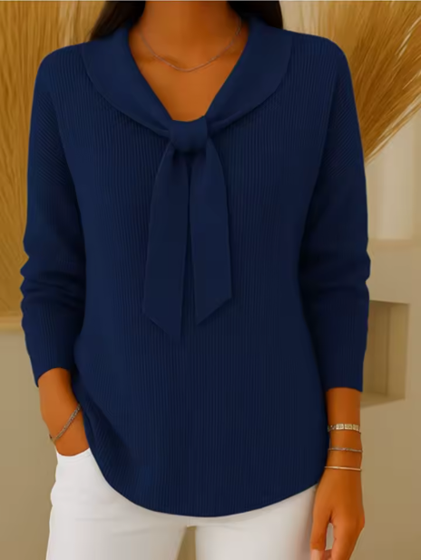 Bianca | Sweater Suave con Lazo Elegante