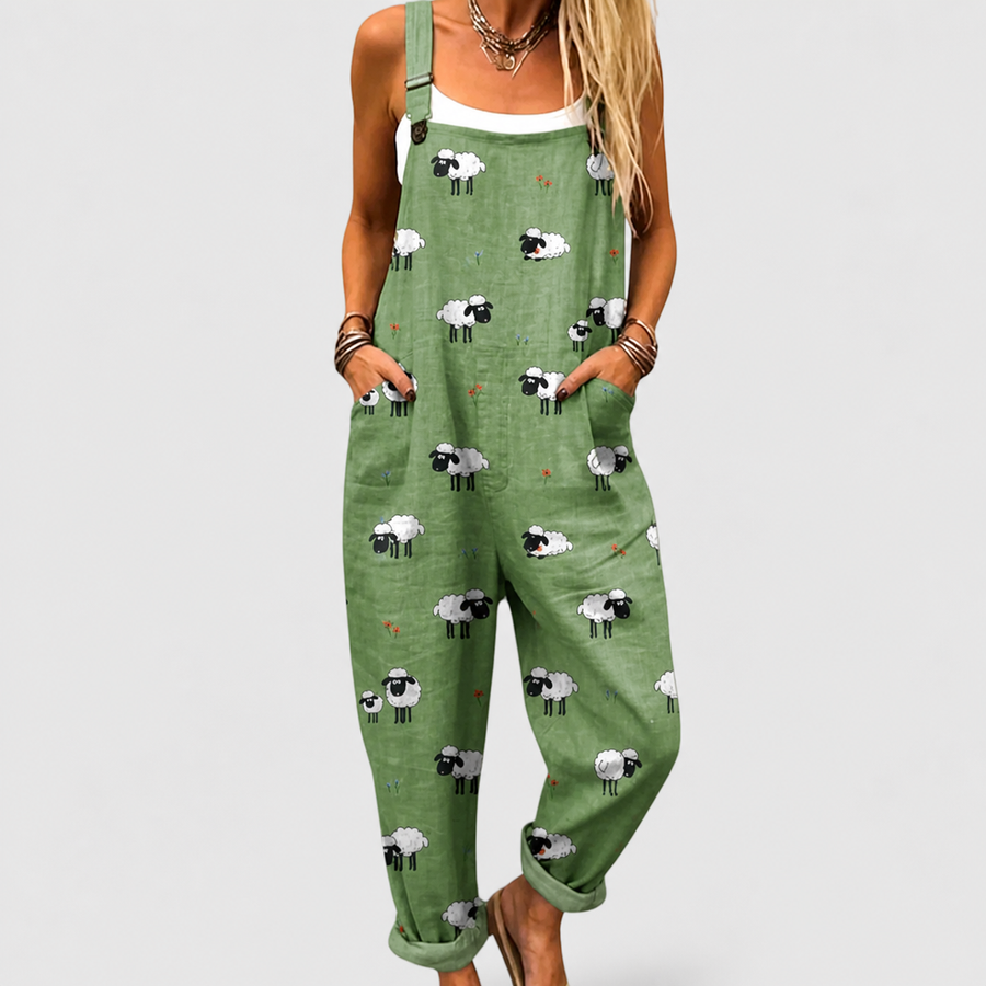 Peto Verde Musgo con Ovejas Estampadas
