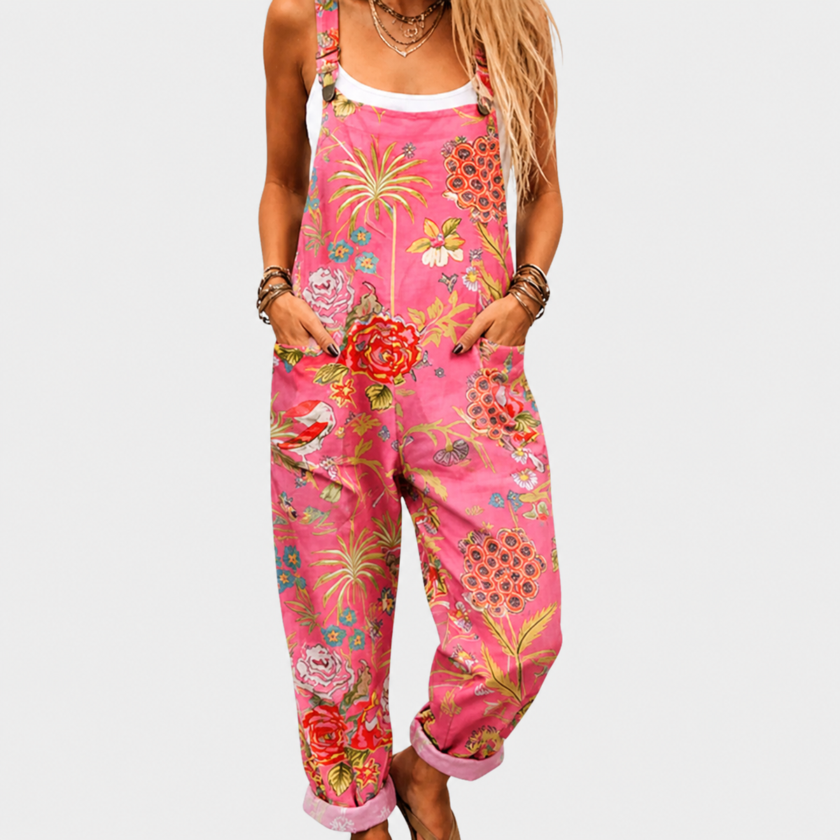 Peto Rosa Fucsia con Flores Tropicales