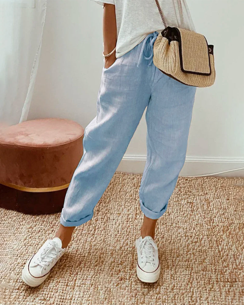 Lucie™ — Pantalón fluido en mezcla de algodón y lino