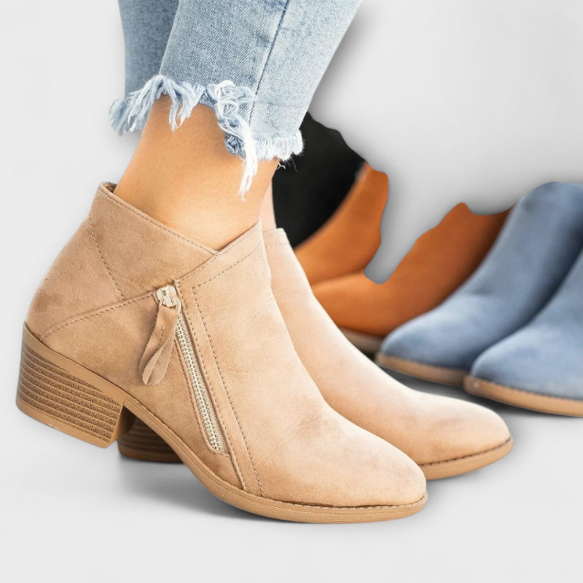 Larissa - Botas de ante con tacón ancho