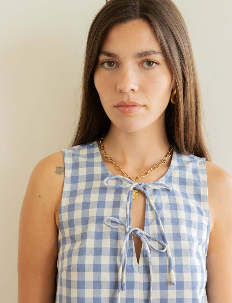 Vestido vichy azul Raymonde