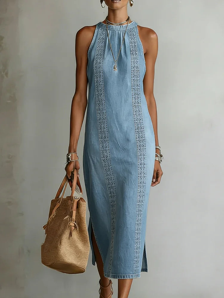Julia | Vestido de denim retro con encaje