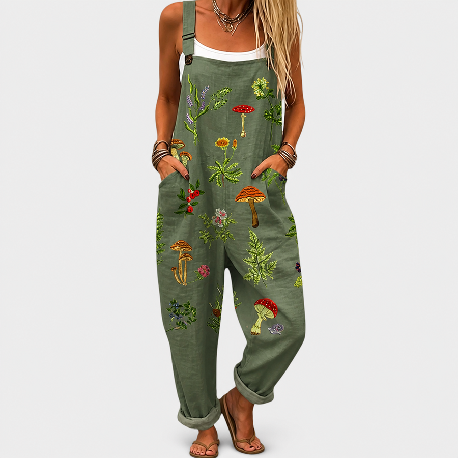 Peto Verde Oliva con Setas y Plantas
