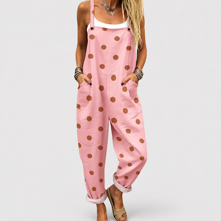 Peto Rosa con Lunares Marrones Grandes