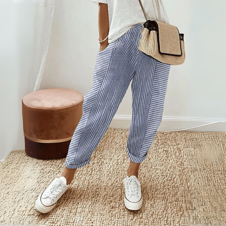 FLORIANE™ - Pantalones Boho a Rayas Relajados