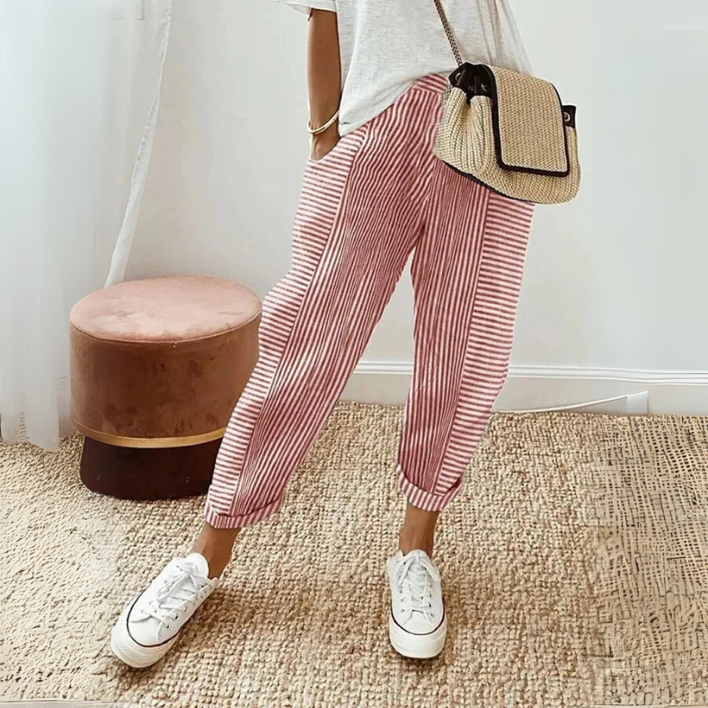 FLORIANE™ - Pantalones Boho a Rayas Relajados