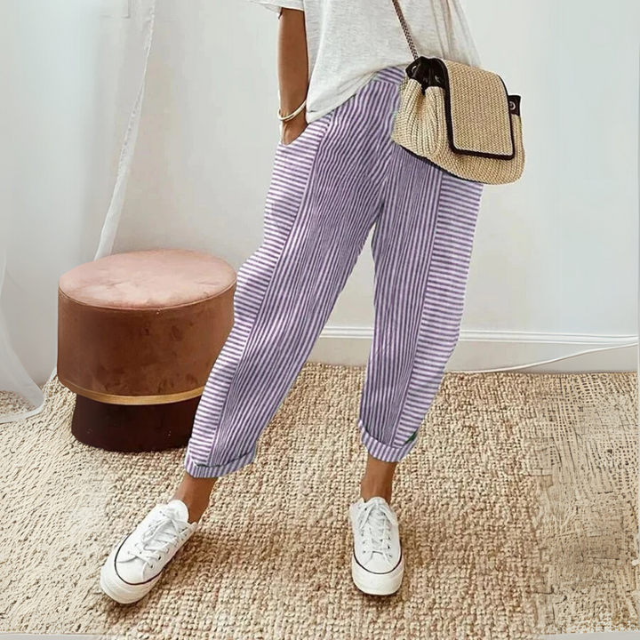 FLORIANE™ - Pantalones Boho a Rayas Relajados