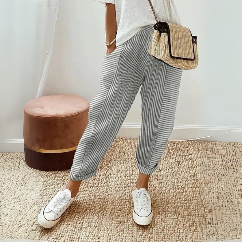 FLORIANE™ - Pantalones Boho a Rayas Relajados