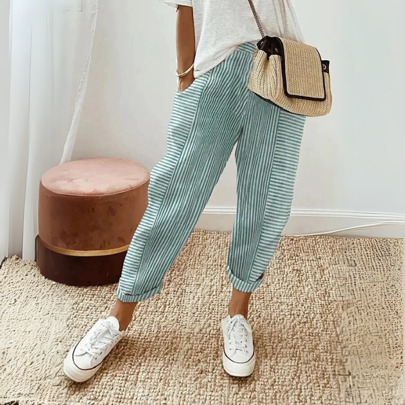 FLORIANE™ - Pantalones Boho a Rayas Relajados