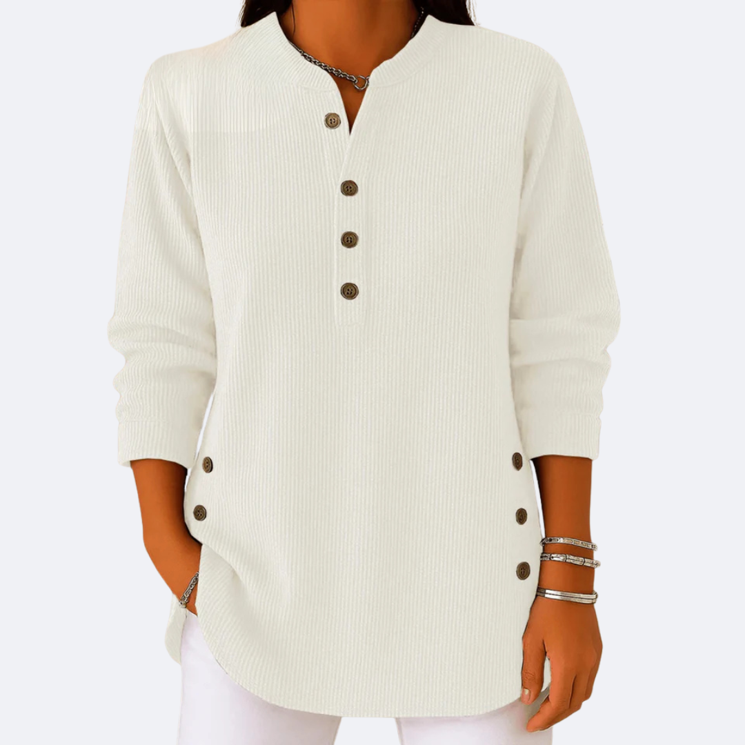 ELENA - Sweater Suave con Botones Laterales