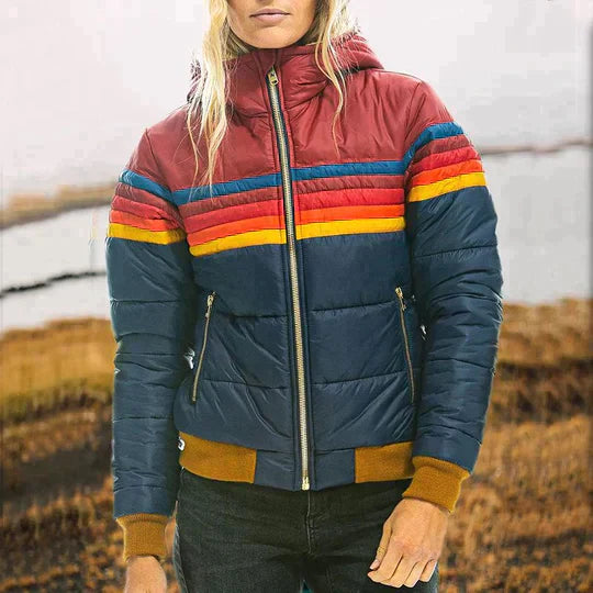 Ines - Chaqueta Retro con Capucha de Piel