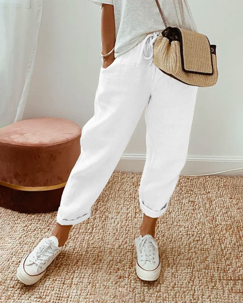 Lucie™ — Pantalón fluido en mezcla de algodón y lino