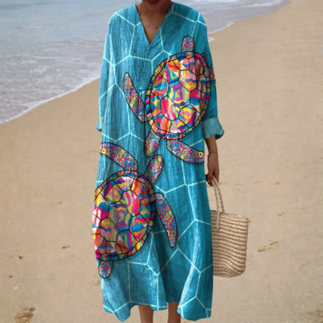 Vestido de Verano Turquesa de Mosaico