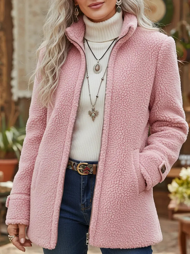 Annelies | Chaqueta Teddy con Cuello Alto y Cremallera