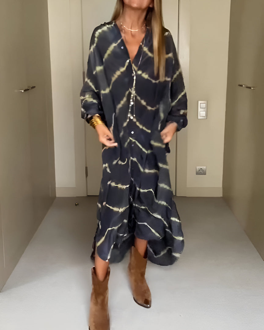 Aurélie™ | Vestido Maxi Bohemio Chic con Estampado Rayado
