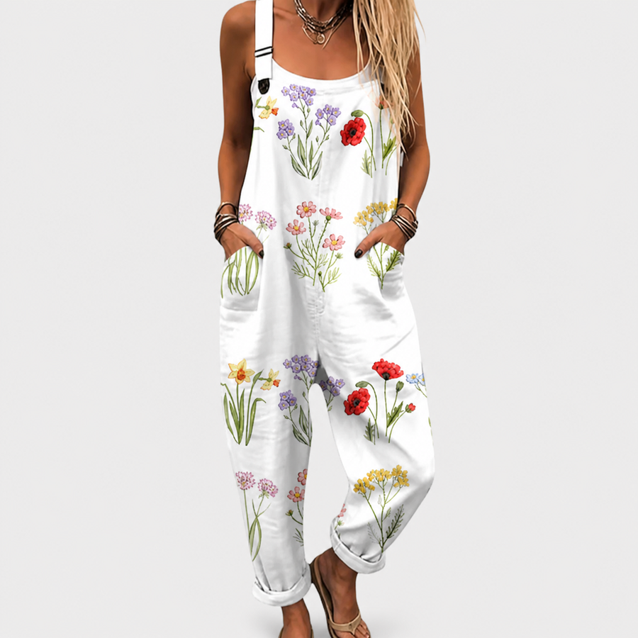 Peto Blanco con Flores Silvestres Bordadas