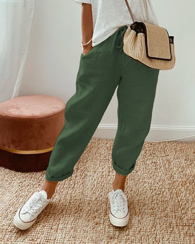 Lucie™ — Pantalón fluido en mezcla de algodón y lino