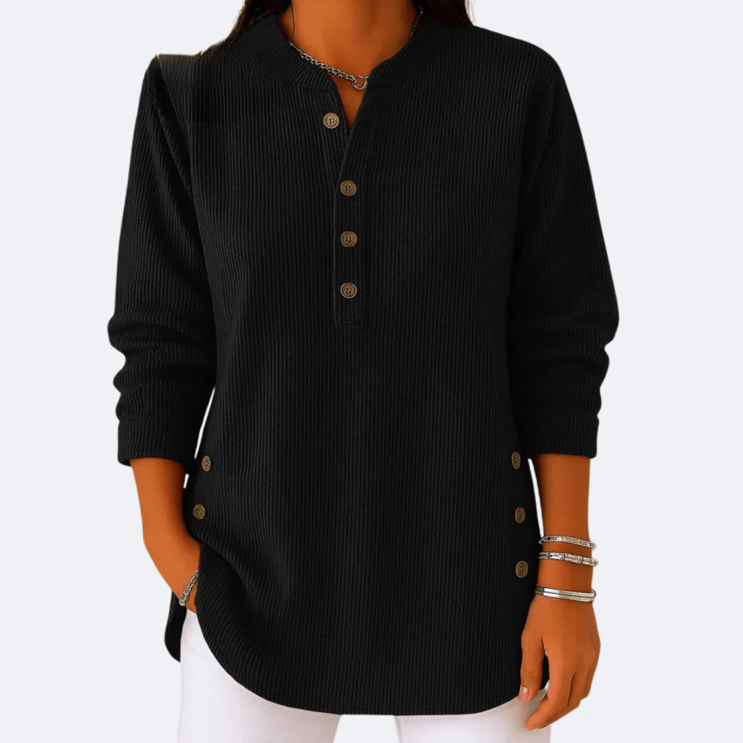 ELENA - Sweater Suave con Botones Laterales