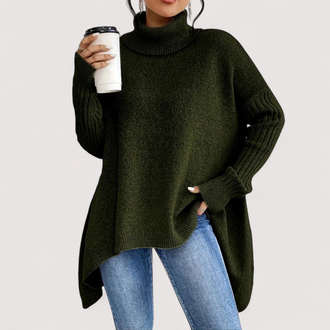 Patricia – Sweater Largo y Elegante con Cuello Alto
