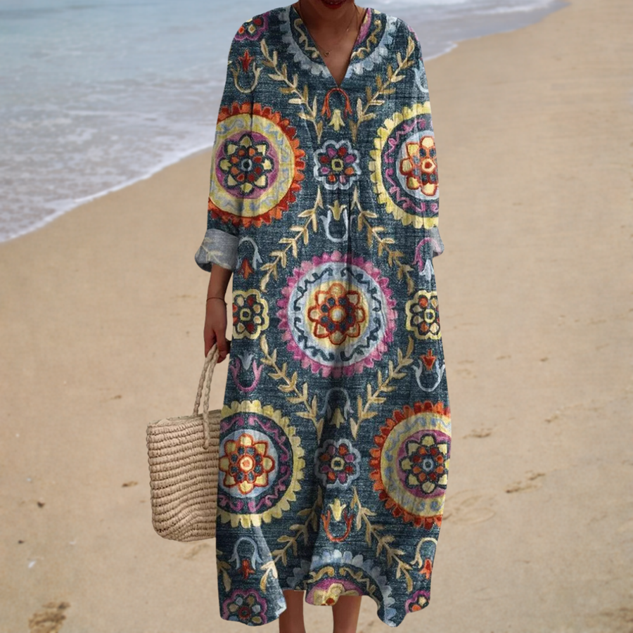 Vestido de Verano Marino con Mandalas Étnicos