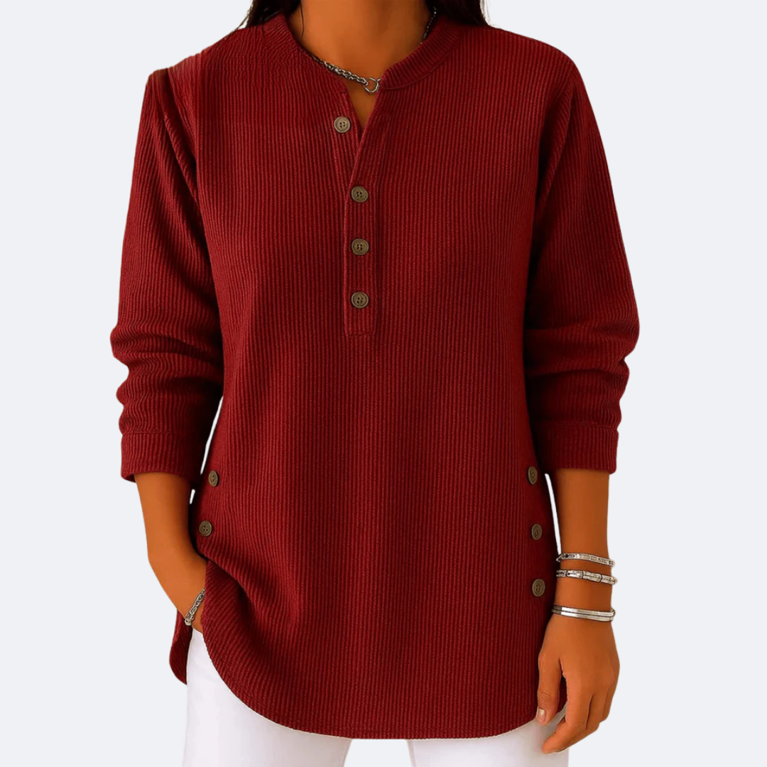 ELENA - Sweater Suave con Botones Laterales