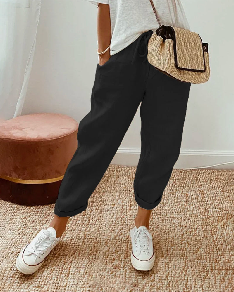 Lucie™ — Pantalón fluido en mezcla de algodón y lino
