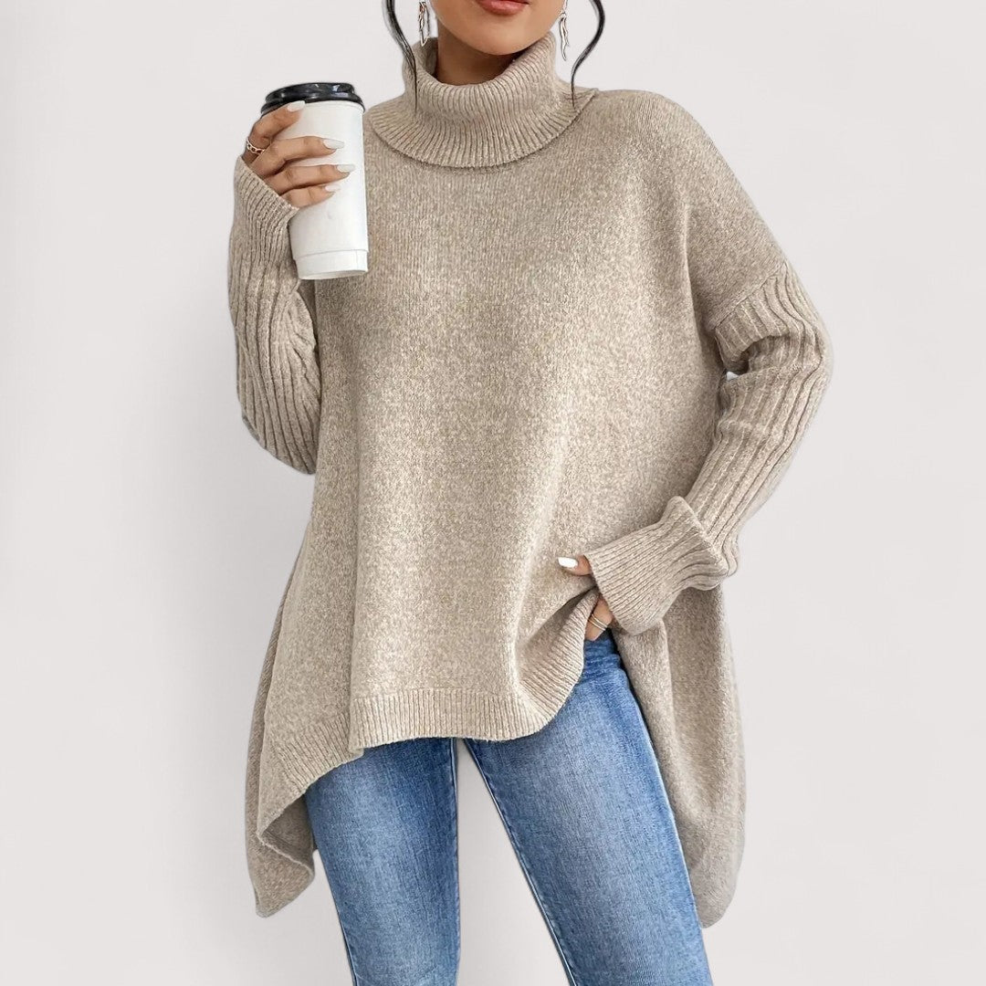 Patricia – Sweater Largo y Elegante con Cuello Alto