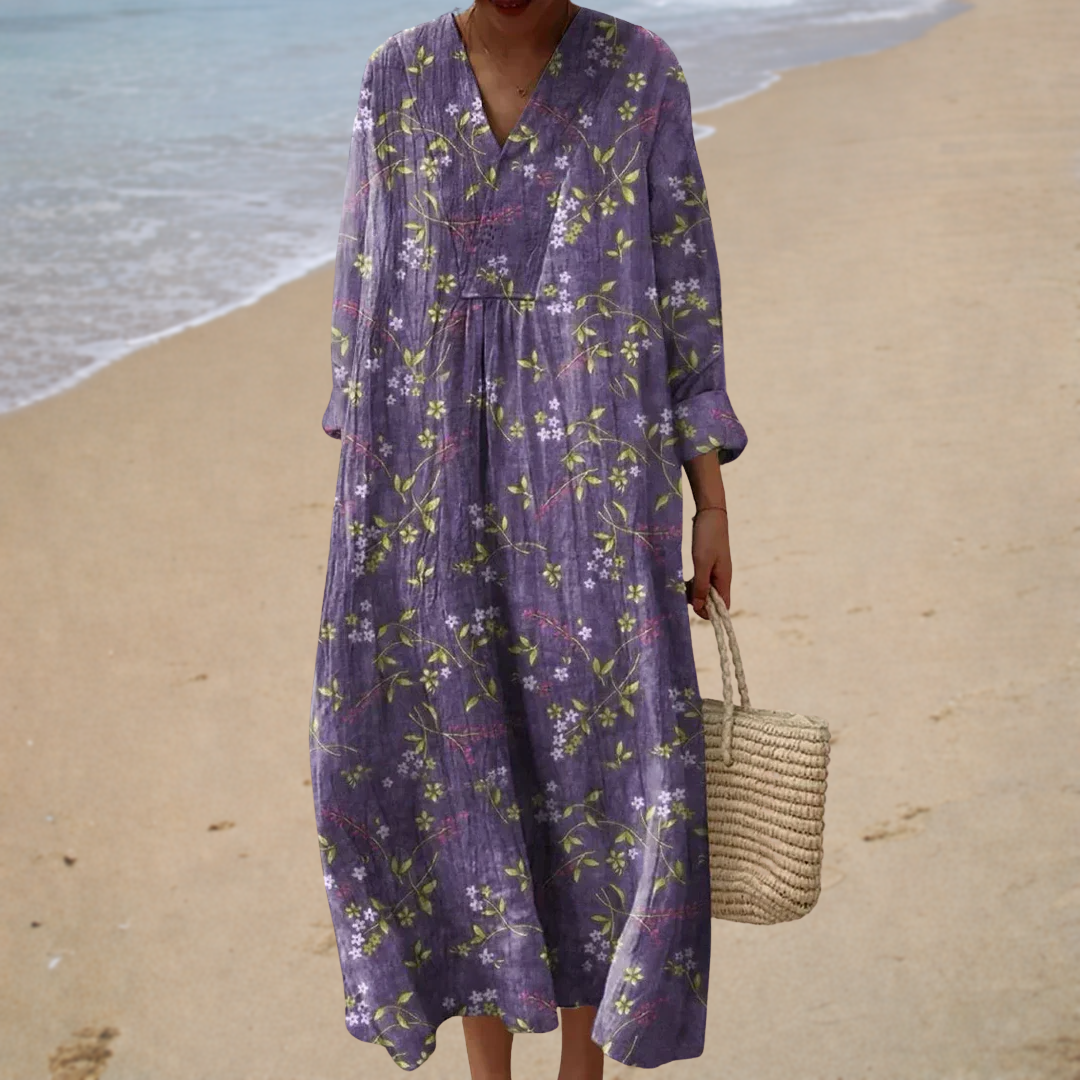 Vestido de Verano Manon — cuello en V, estampado floral
