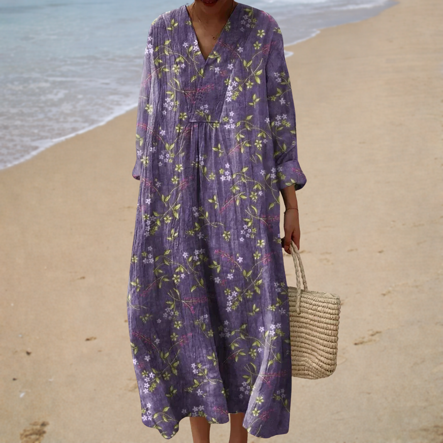Vestido de Verano Manon — cuello en V, estampado floral