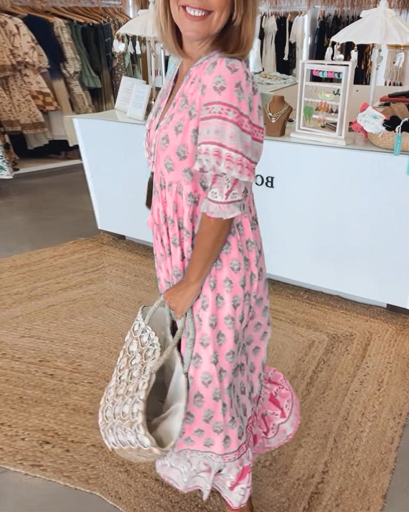 MANA | VESTIDO MIDI FLORAL CHIC CON ESCOTE EN V