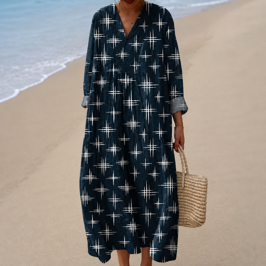 Vestido Azul Marino con Estrellas Blancas
