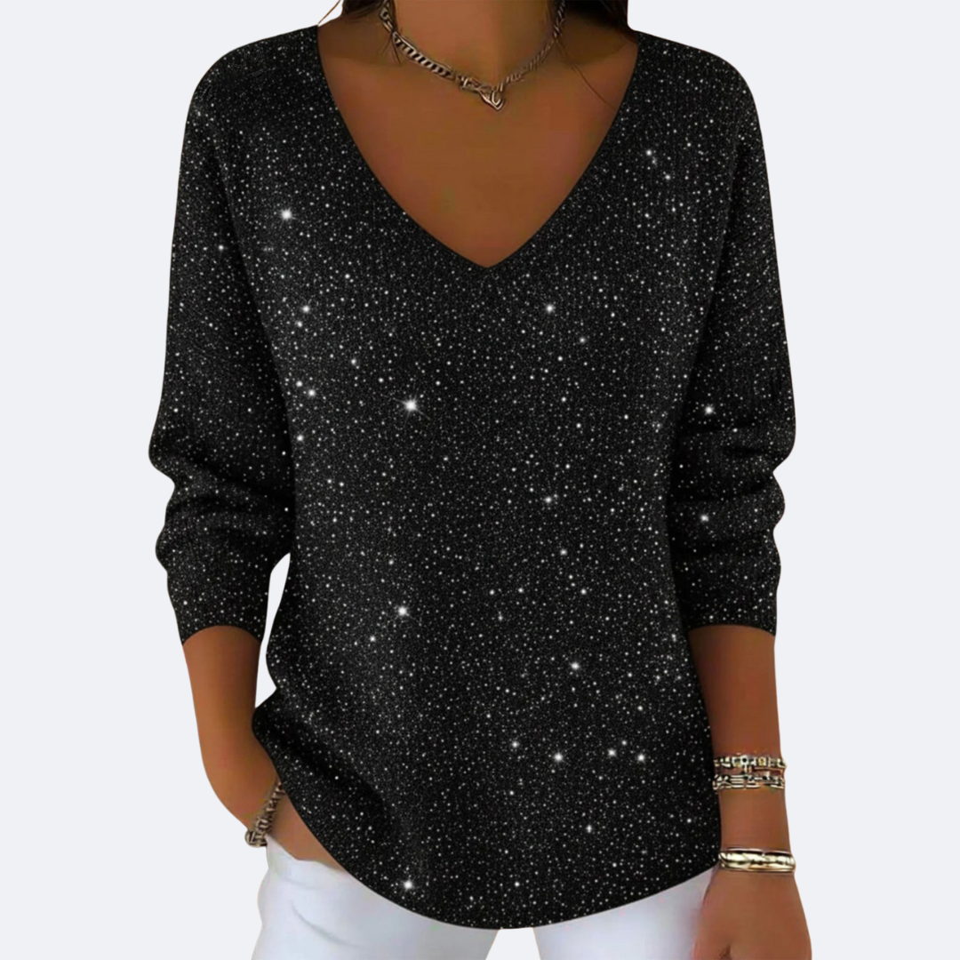 GIULIA - Sweater Elegante Cuello V con Brillo