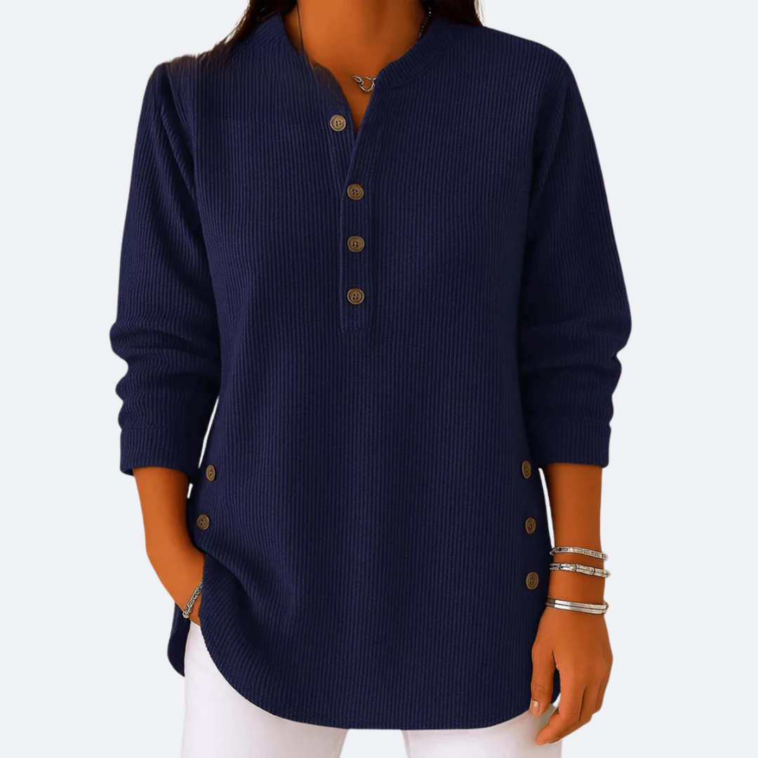ELENA - Sweater Suave con Botones Laterales
