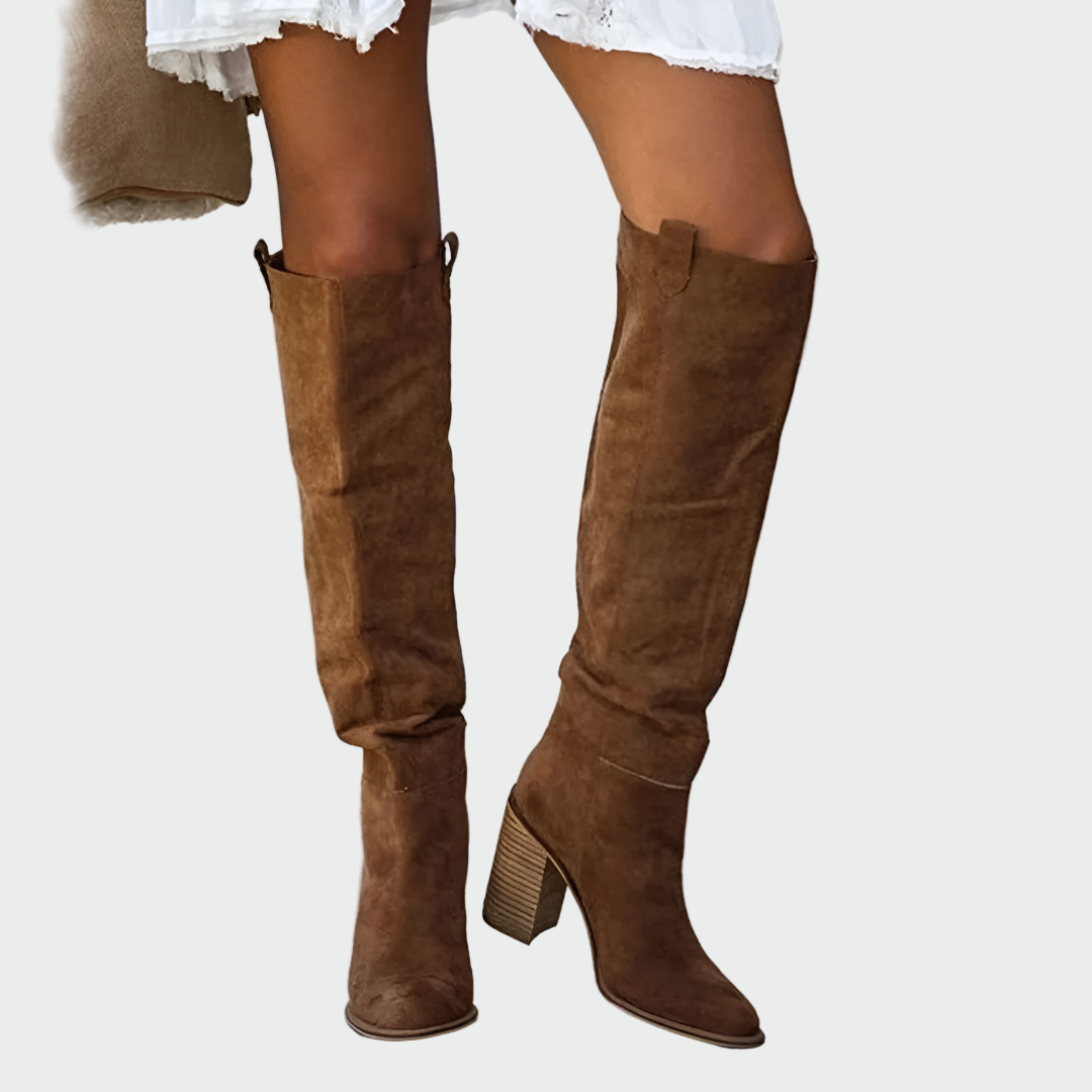 Luisa | Botas Altas de Ante con Tacón Western