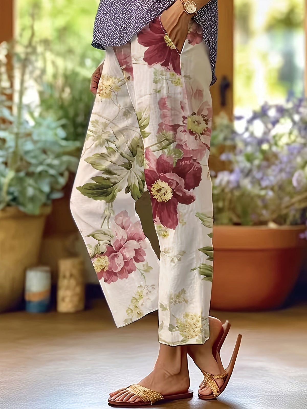 Pantalones de Impresión Floral | Sauce