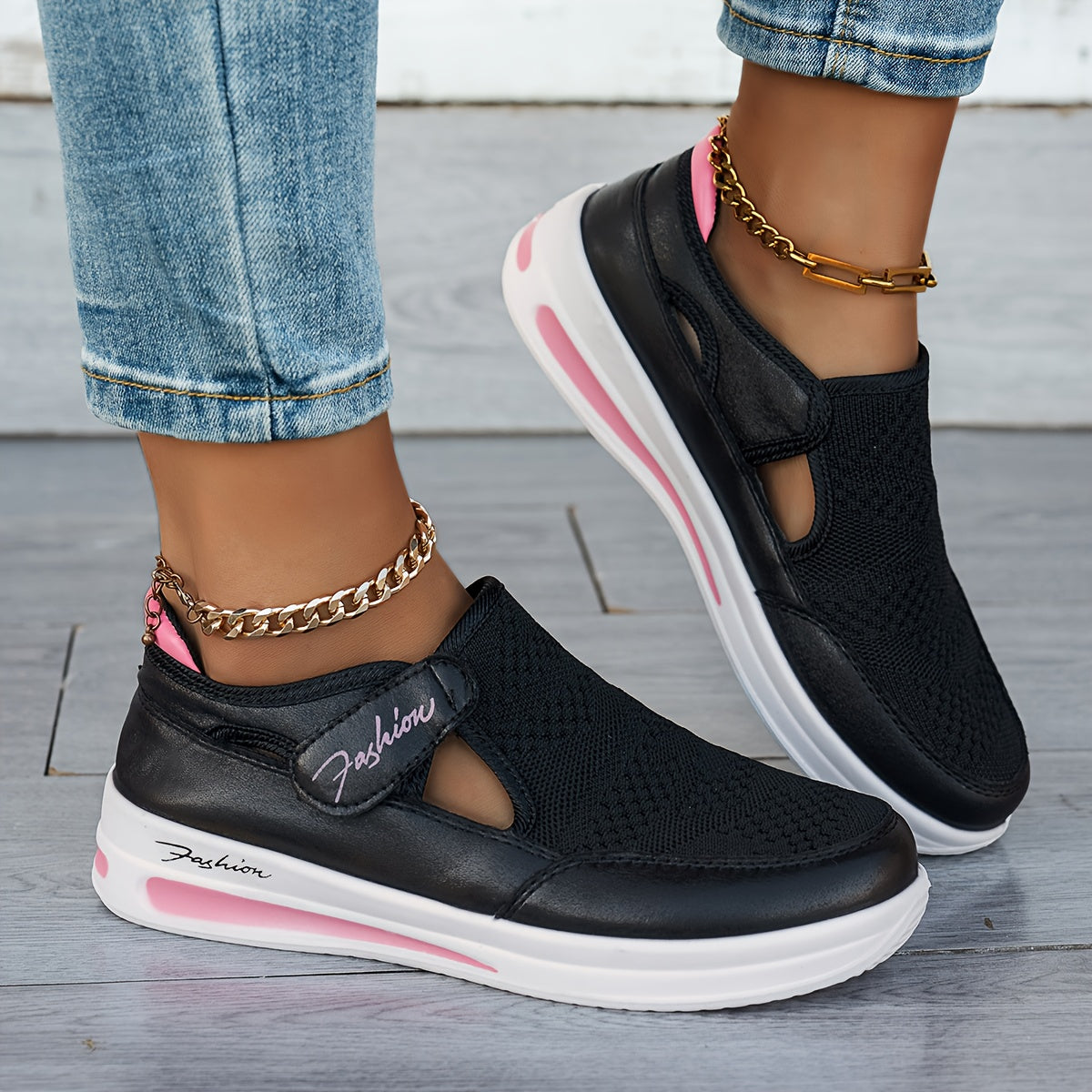 Zapatillas transpirables de fácil colocación con confort estable