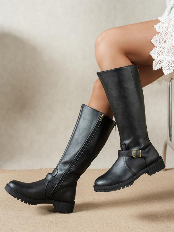 Elsie | Botas Altas con Hebilla y Tacón Bajo