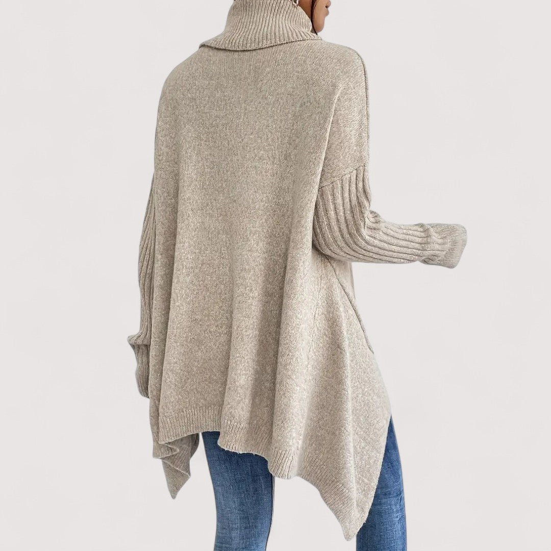 Patricia – Sweater Largo y Elegante con Cuello Alto