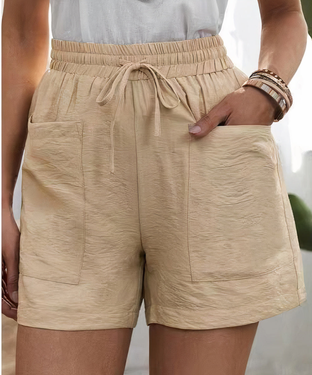 Pantalón Corto Azul con Cintura Fruncida